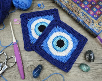 Evil Eye Crochet Pattern: Granny Square Tutorial