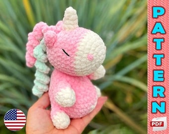Unicorn Crochet Pattern: Kawaii Rainbow Plushie Toy