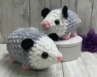 Opossum Plushie Crochet Pattern in US English