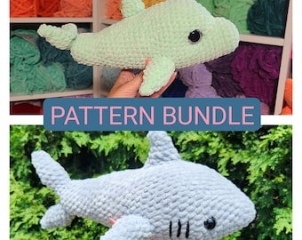 Crochet Amigurumi Dolphin and Shark Pattern Bundle