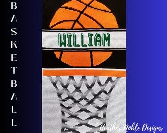 Level 1 Personalized Basketball Mosaic Crochet Blanket Pattern
