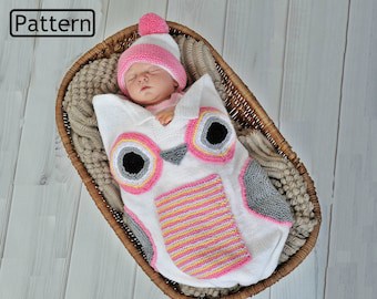 Baby Owl Cocoon Knitting Pattern, 3 Sizes
