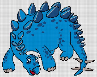 Charming Blue Dinosaur Crochet Graphgan Pattern