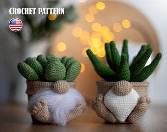 Crochet Gnome with Succulents Pattern Tutorial
