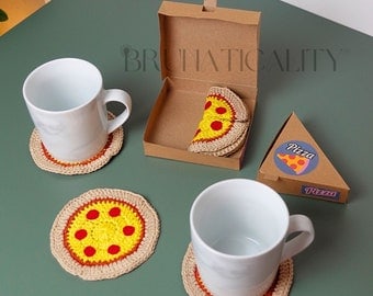 Pizza Crochet Coasters Pattern with Box Templates