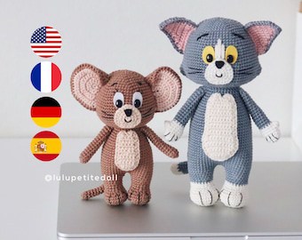 Multilingual Gray Cat & Brown Mouse Crochet Patterns