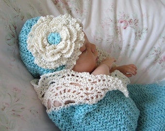 Seaside Cottage Baby Cocoon Crochet Pattern