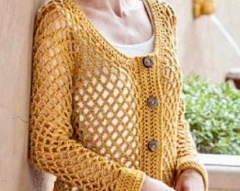 Easy Lace Mesh Crochet Cardigan Pattern S-2XL