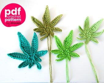 Crochet Marijuana Leaf Applique Pattern PDF