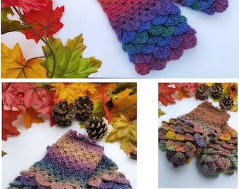 Dragon Scale Crochet Pattern for Fingerless Gloves