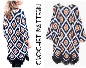 Crochet Granny Square Cardigan Coat Tutorial