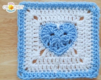 Double Heart Granny Square Crochet Pattern