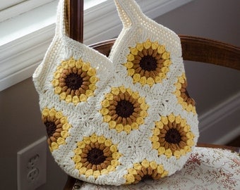 Sunflower Granny Square Crochet Bag Pattern