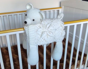 Polar Bear Crochet Pattern Baby Blanket 3-in-1