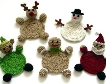 Christmas Character Crochet Coaster Pattern PDF