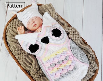 Owl Baby Cocoon Crochet Pattern in 3 Sizes
