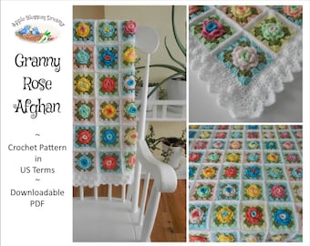 Granny Rose Afghan Crochet Pattern with Border
