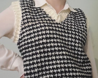 Houndstooth Crochet Sweater Vest Pattern (PDF)