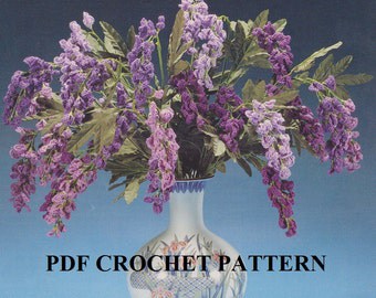 Wisteria Floral Arrangement Crochet Pattern #KC0386