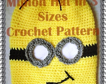 Crochet Pattern for 3-Sized Minion Hat
