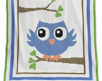 Blue Owl Baby Blanket Crochet Pattern
