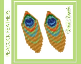 Peacock Feather Seed Bead Earring Pattern
