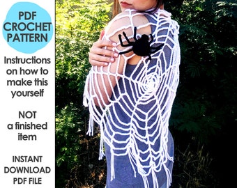 Crochet Spider Web Shawl for Halloween Costume