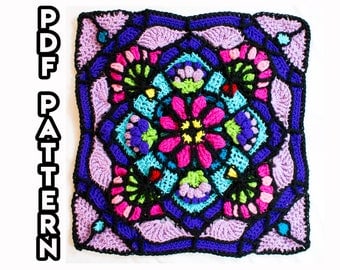Dragon Flower Stained Glass Crochet Pattern