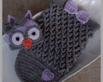 Newborn Crochet Pattern: Owl Hat & Cocook Set