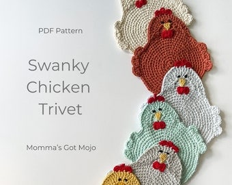 Swanky Chicken Crochet Trivet Potholder Pattern