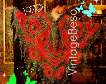 1970s Vintage Butterfly Shawl Crochet Pattern