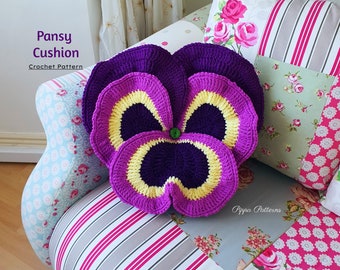 Pansy Pillow crochet pattern with photo tutorial