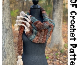 Ruffle Keyhole Scarf Crochet Pattern, Winter Gift