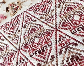 AZTECANA Mosaic Crochet Afghan Pattern in 4 Languages