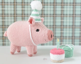 Crochet Pattern for Birthday Piglet Amigurumi Doll