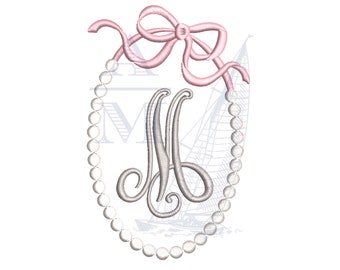 Monogram Frame String of Pearls Embroidery Design