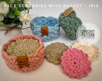Crochet Face Scrubbies & Basket Pattern Gift Set