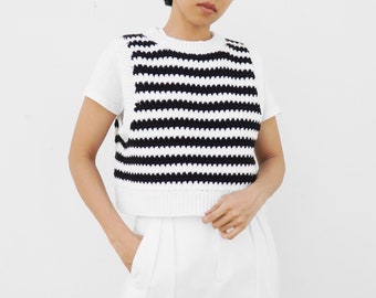 Easy Modern Striped Crochet Vest Pattern