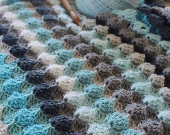 Ocean Bubbles Throw Crochet Pattern - Adjustable Size