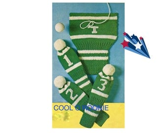 Vintage 1960's Golf Club Cover Knitting Pattern