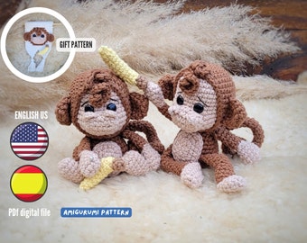 Amigurumi Baby Monkeys Crochet Pattern PDF, Jungle Safari