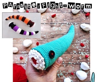 Fight Worm Crochet Pattern in English - Amigurumi Parasite