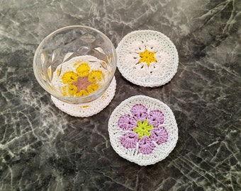 German Granny Flower Crochet Coaster Pattern PDF