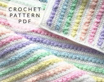 Rainbow Puff Stitch Baby Blanket Pattern
