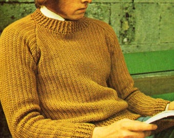 Vintage 1970s Men's Crochet Sweater Pattern