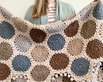 Coastline Sunburst Hexie Crochet Blanket Pattern