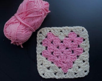 Heart Granny Square Crochet, PDF Pattern