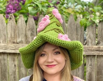 Crochet Pattern for Rose Witch Hat