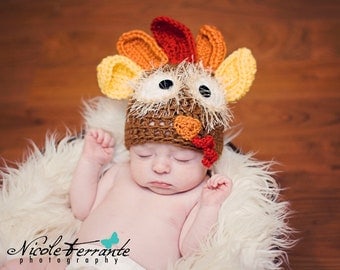 Easy First Thanksgiving Crochet Turkey Hat Pattern