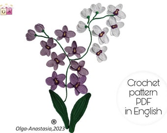 Irish Lace 3D Orchid Crochet Pattern Bouquet